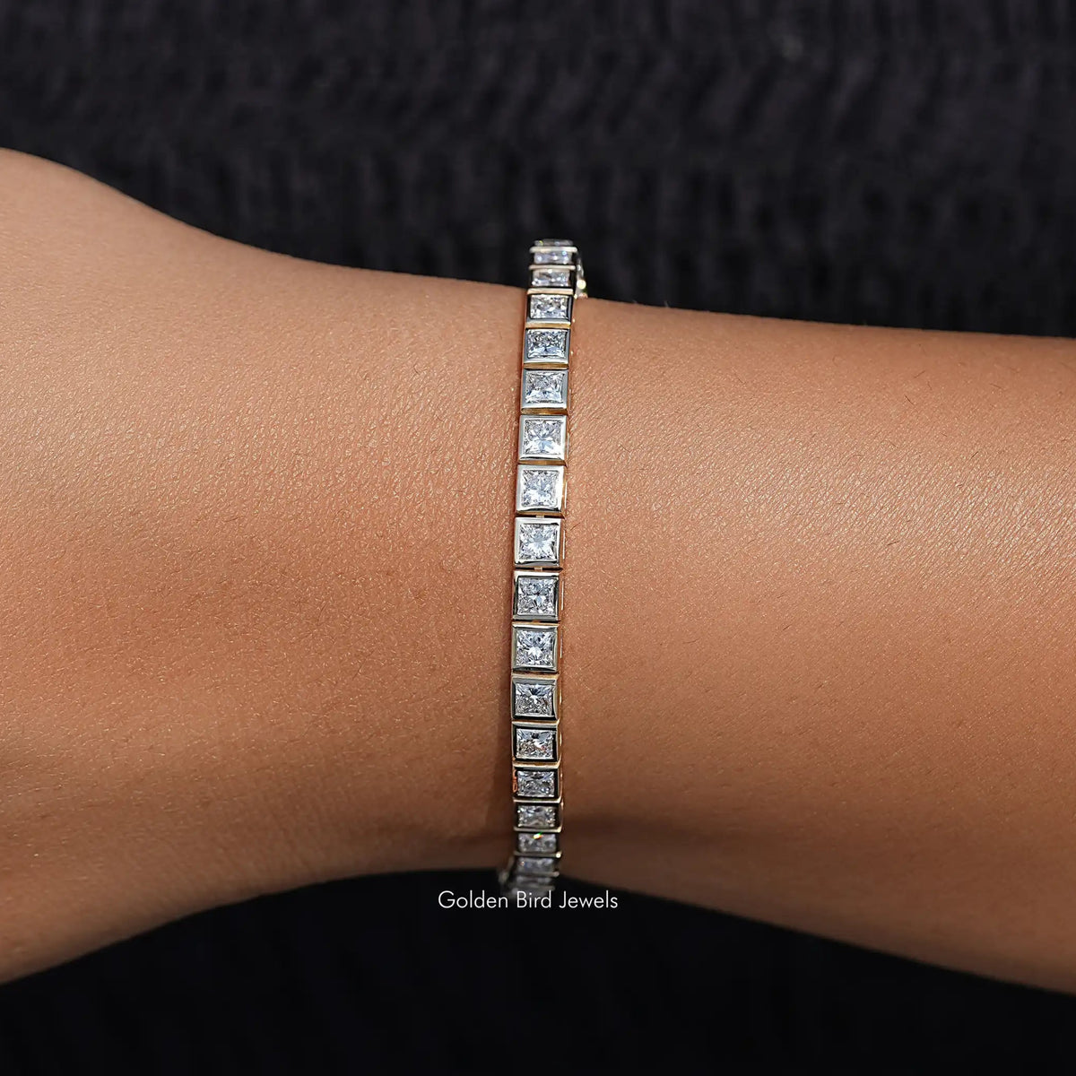 front View of Princess Lab Diamond Tennis Bracelet