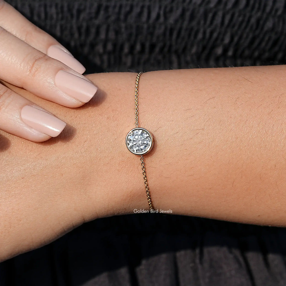 Back View Of Round Lab Diamond Tennis Bracelet