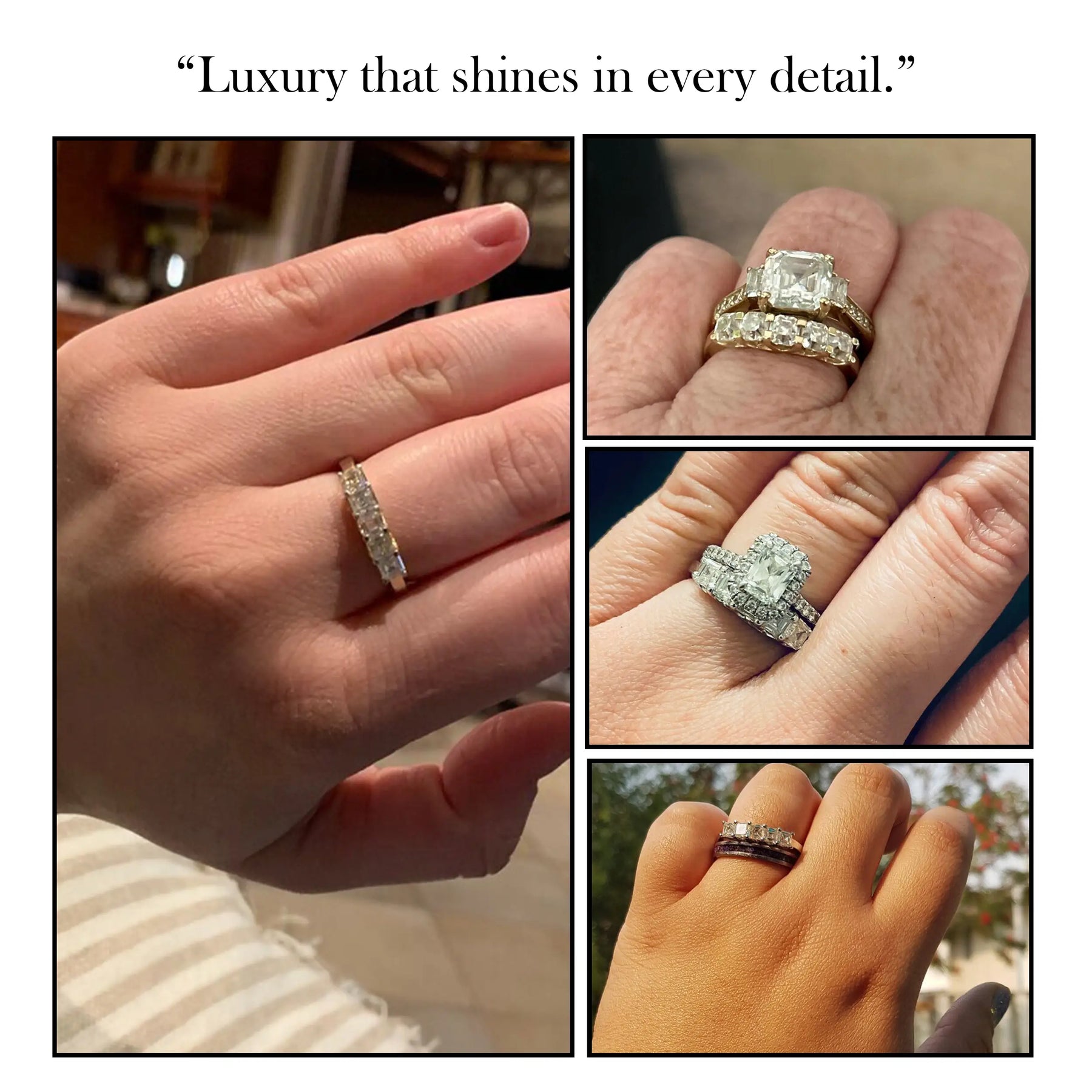 Asscher Cut Moissanite Five Stone Wedding Band
