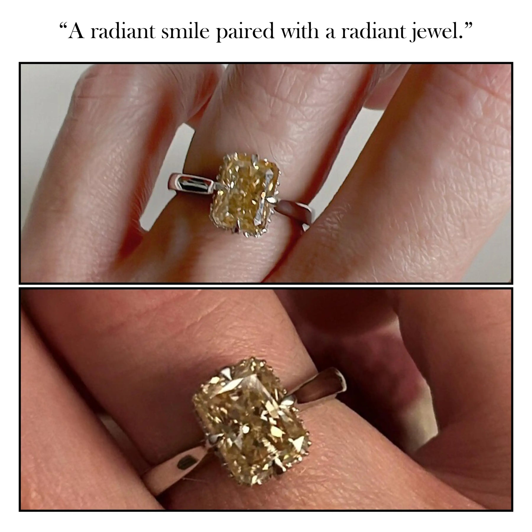 Yellow Radiant Cut Moissanite Engagement Ring