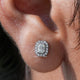 Emerald Cut Moissanite Halo Stud Earrings