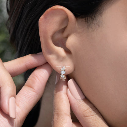 Multi Shaped Lab Diamond Huggie Hoop Earrings