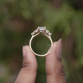 Back view of Asscher Cut Lab Diamond Multi Stone Ring