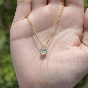 Top View of Pear Cut Bezel Set Solitaire Pendant
