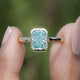 Blue Radiant Moissanite Bezel Set Solitaire Ring