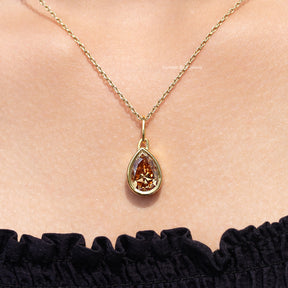 Champagne Old Mine Pear Cut solitaire Pendent