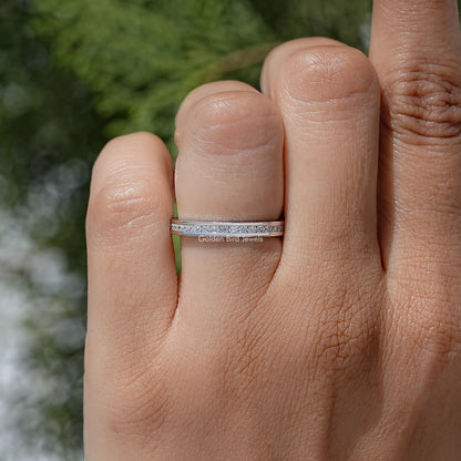 Round Cut Moissanite Channel Set Eternity Band