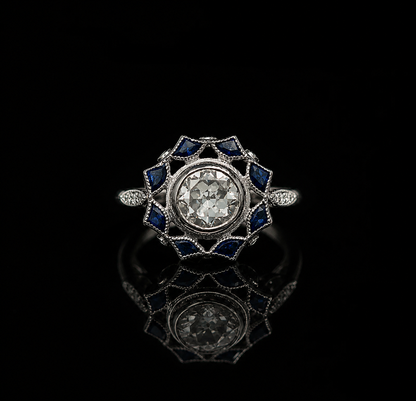 Old European Round Cut Bezel Set Moissanite Ring