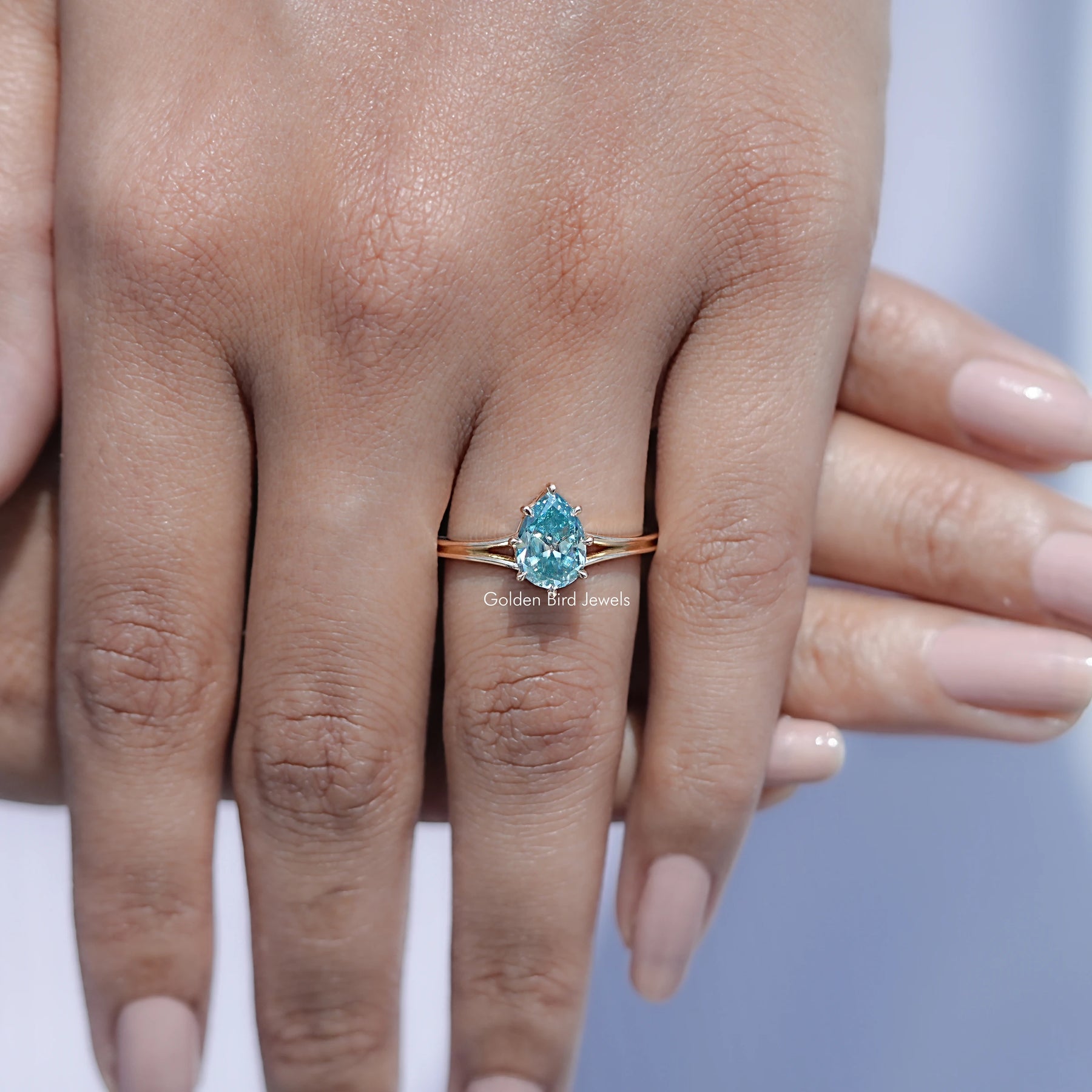  Engagement Ring in Moissanite Split Shank Ring