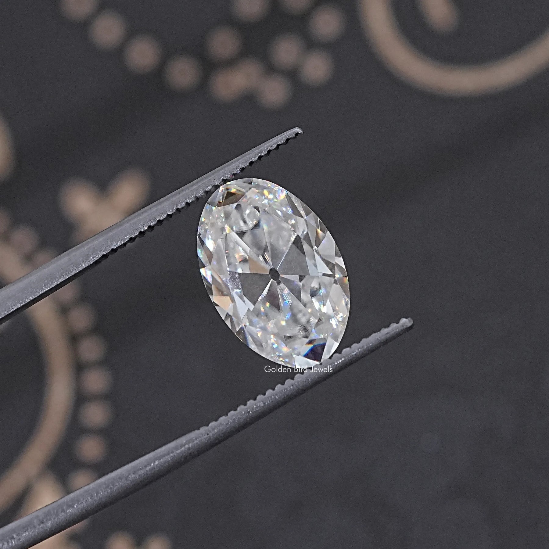 Back View Of Old Mine Oval Cut Loose Moissanite Stone