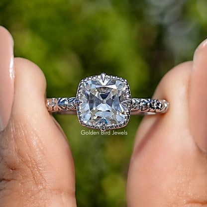 Peruzzi Cut Moissanite Solitaire Ring