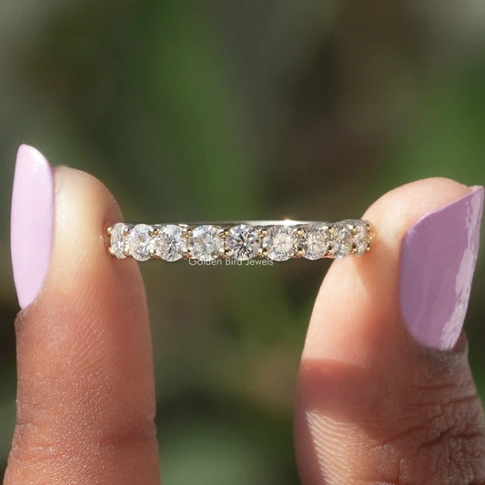 Colorless Round Cut Half Eternity Moissanite Band