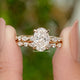 Crushed Ice Oval Cut Moissanite Bridal Ring Set