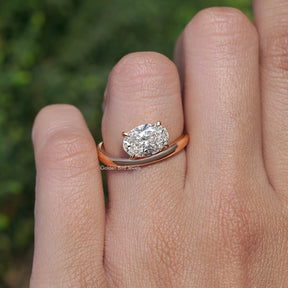 Oval Cut Curved Solitaire Bridal Set Engagement Ring