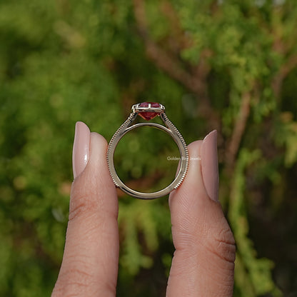 Cushion Alexandrite Gemstone Accent Stone Ring