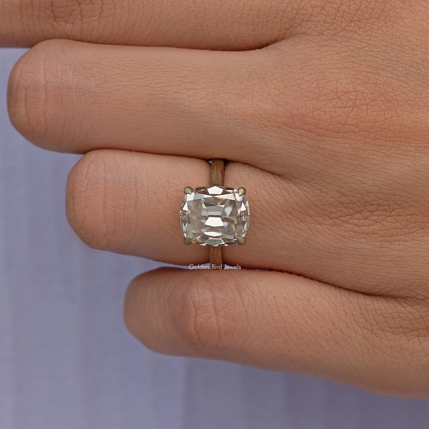 Old European Cushion yellow Moissanite Ring