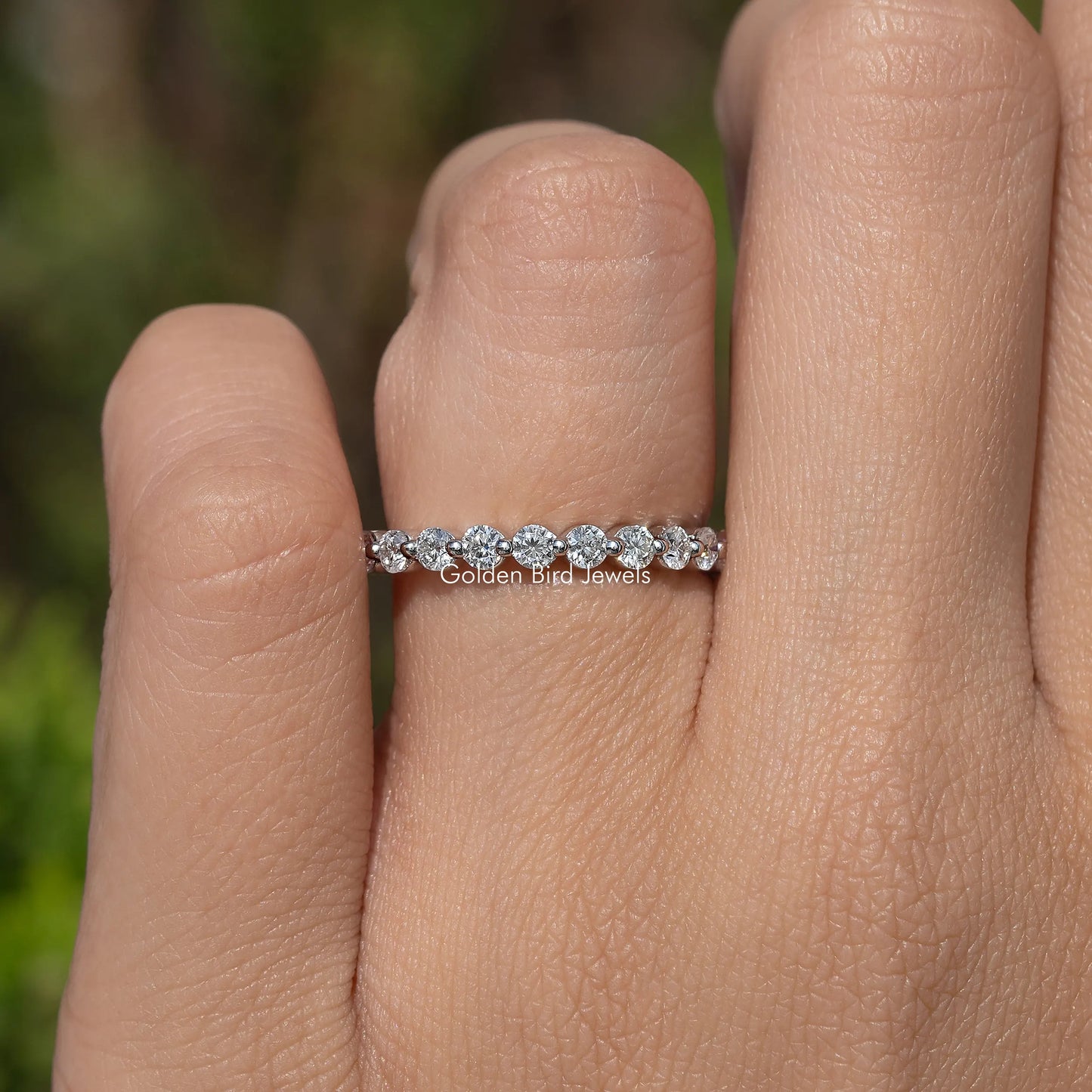 Round Cut Moissanite Diamond Half Eternity Band