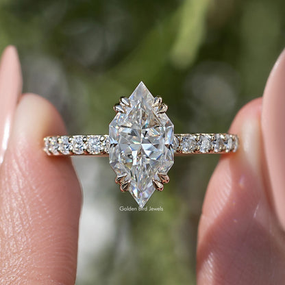Dutch Marquise Cut Solitaire Accent Moissanite Ring