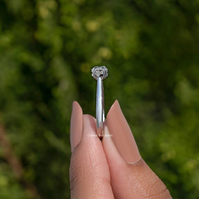 Side View of Dutch Marquise East To West Moissanite Solitaire Ring In finger