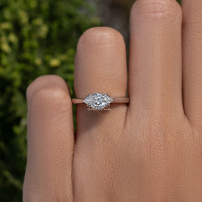 Dutch Marquise Moissanite Solitaire Ring In Finger