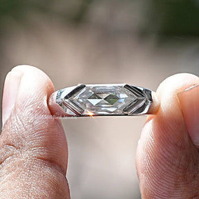 View of Hexagon cut moissanite Men's Ring
