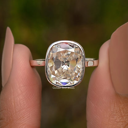 Elongated Old Mine Cushion Moissanite Ring