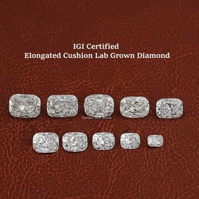 View of Elongated Cushion Cut Lab Diamond In White