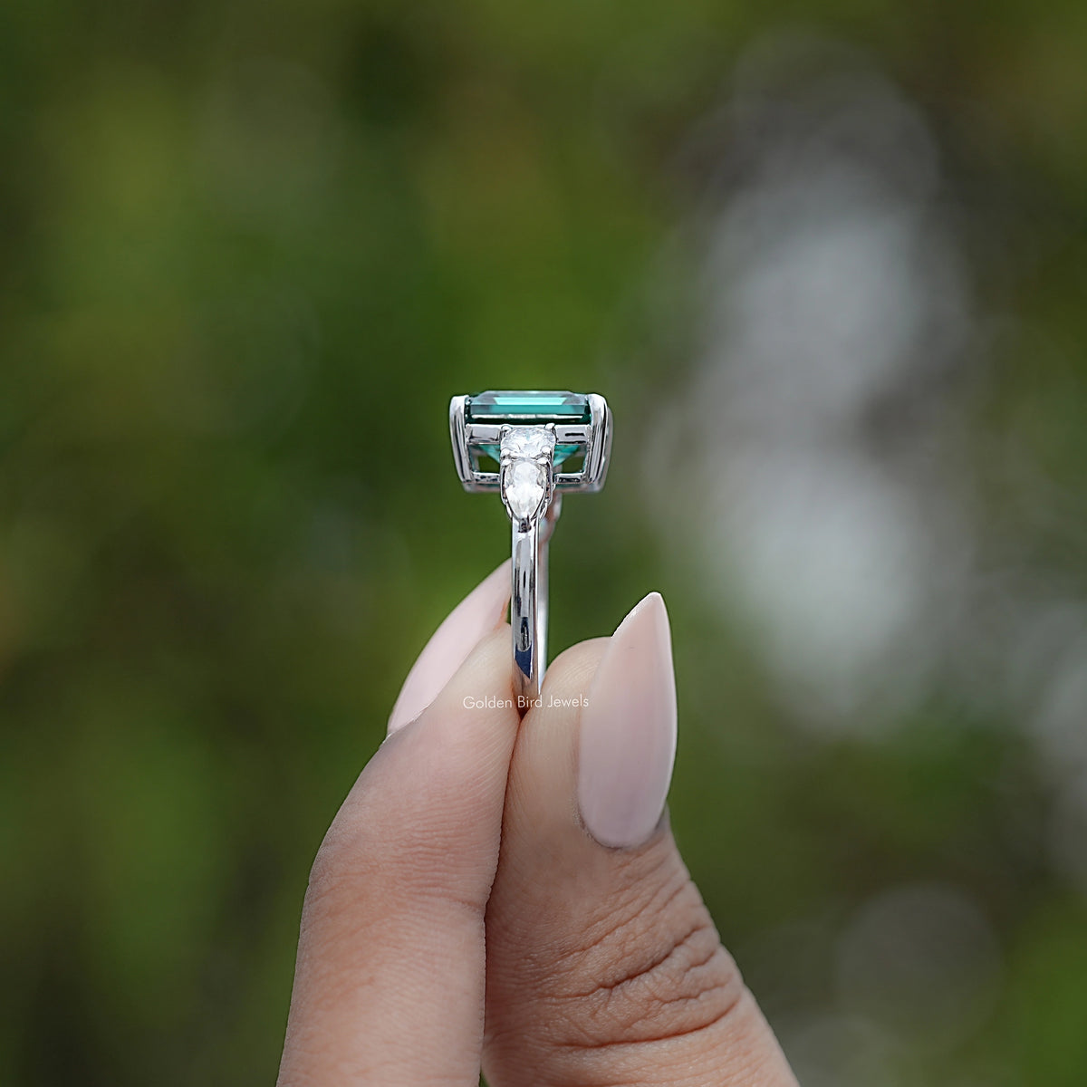 Five Stone Emerald Cut Moissanite Ring