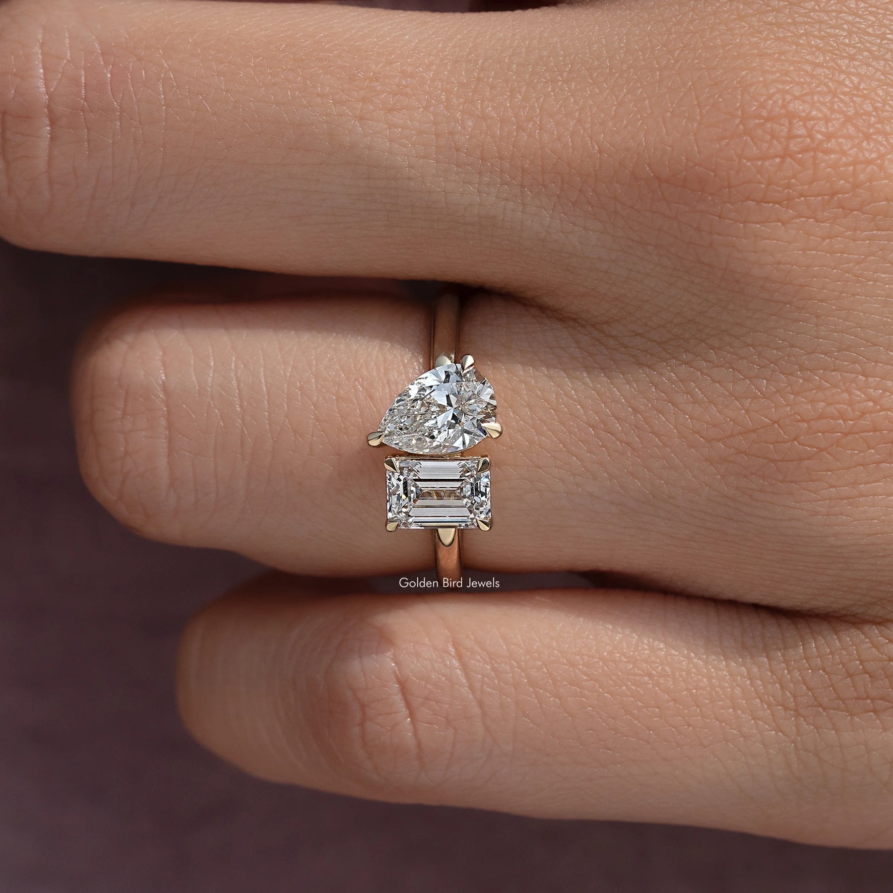 View of Pear Cut Lab Grown Diamond Toi Et Moi Ring In White Gold