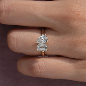 View of Pear Cut Lab Grown Diamond Toi Et Moi Ring In White Gold