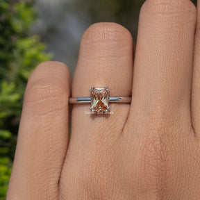 Citrine Orange Emerald Gemstone Solitaire Ring