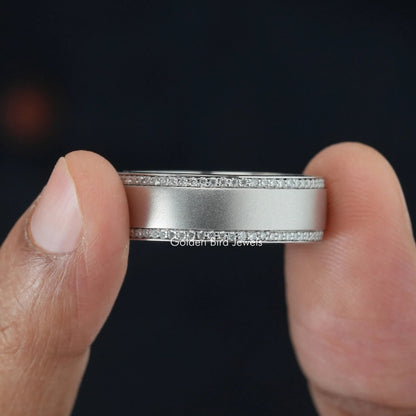 14K Solid Gold Round Moissanite Wedding Band