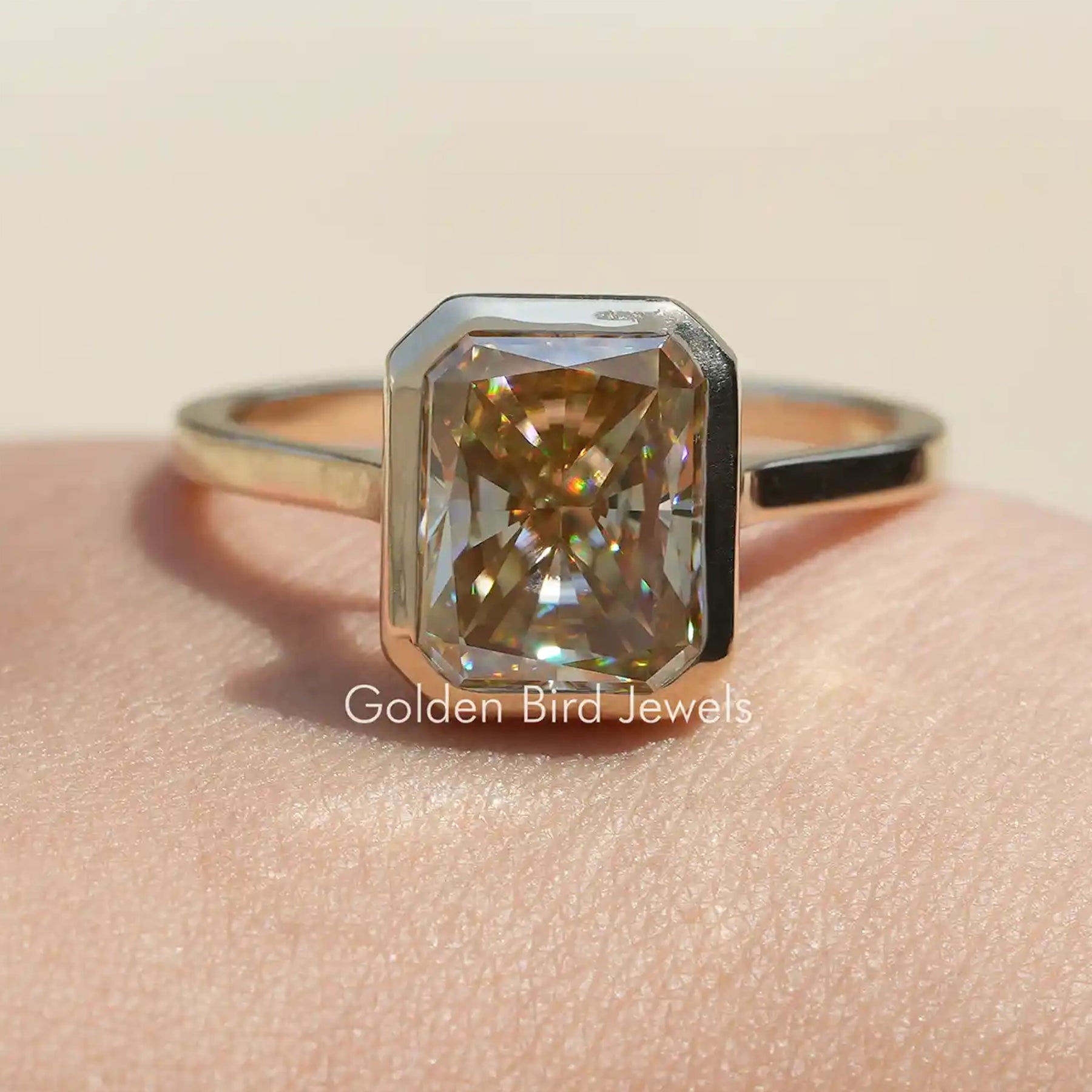 Radiant Cut Moissanite Solitaire Ring