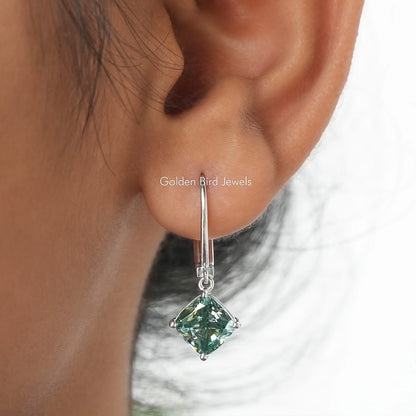 Cushion Moissanite Dangle Drop Earrings