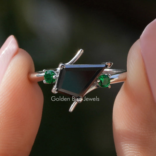 Black Kite Cut Moissanite Engagement Ring
