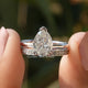Pear Moissanite Hidden Halo Ring With Eternity Band