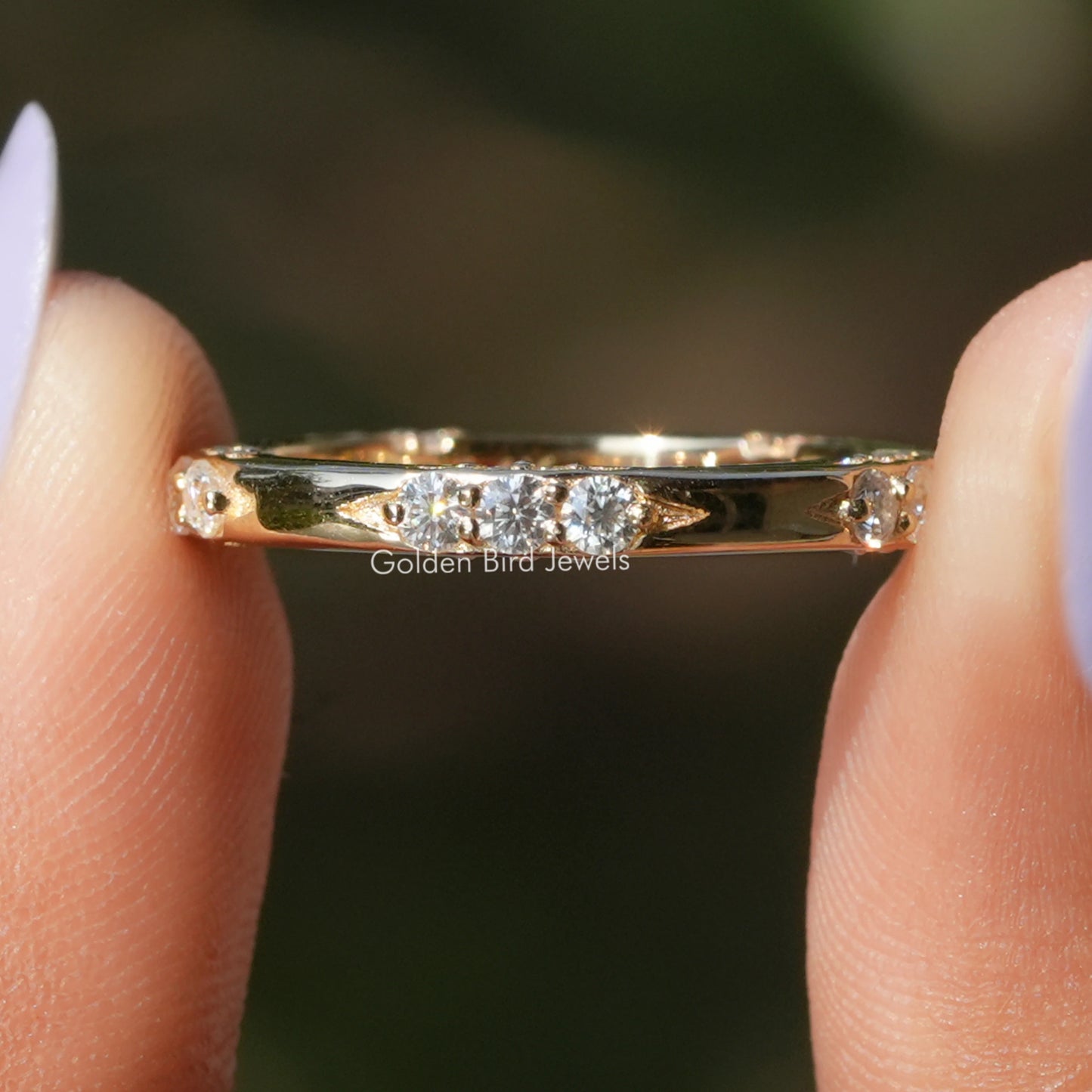 Moissanite Round Cut Lacie Wedding Band