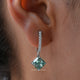 Cushion Cut Blue Green Moissanite Drop Dangle Earrings