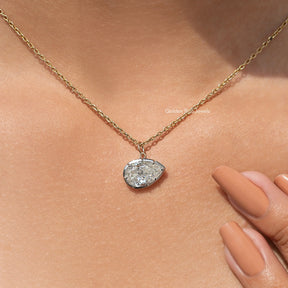 Moissanite Pear Shaped Bezel Solitaire Pendant