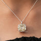 Step Cut Cushion Moissanite Solitaire Pendant