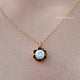 In neck View Of Old European Cut Round Moissanite Flower Style Pendant