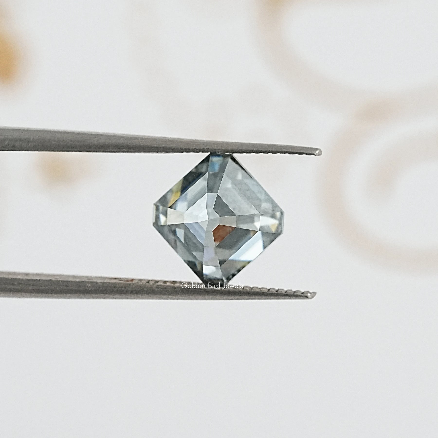 Close up View of Asscher Shape Moissanite Loose Stone for Engagement Jewelry