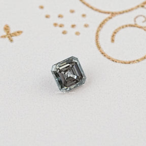 Top View of Gray Asscher Cut Moissanite for Jewelry