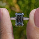 Front View of Gray Criss Cut Moissanite Solitaire Ring