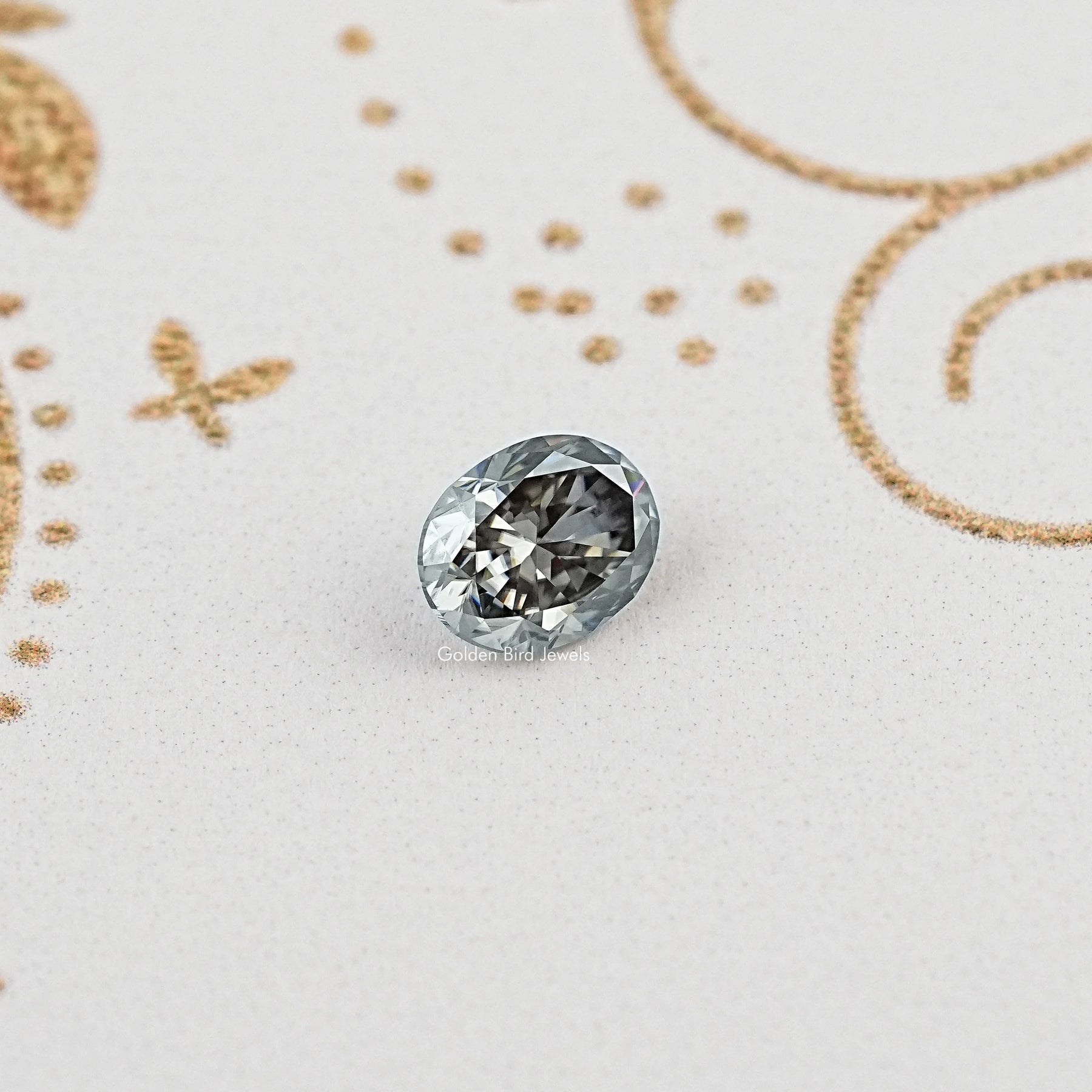 Top View of Gray Oval Cut Moissanite for Jewelry