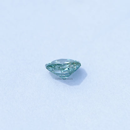Side view of Green Radiant Cut Loose Stone
