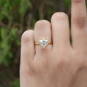 Front view of Heart Shaped Diamond Bezel Set Ring