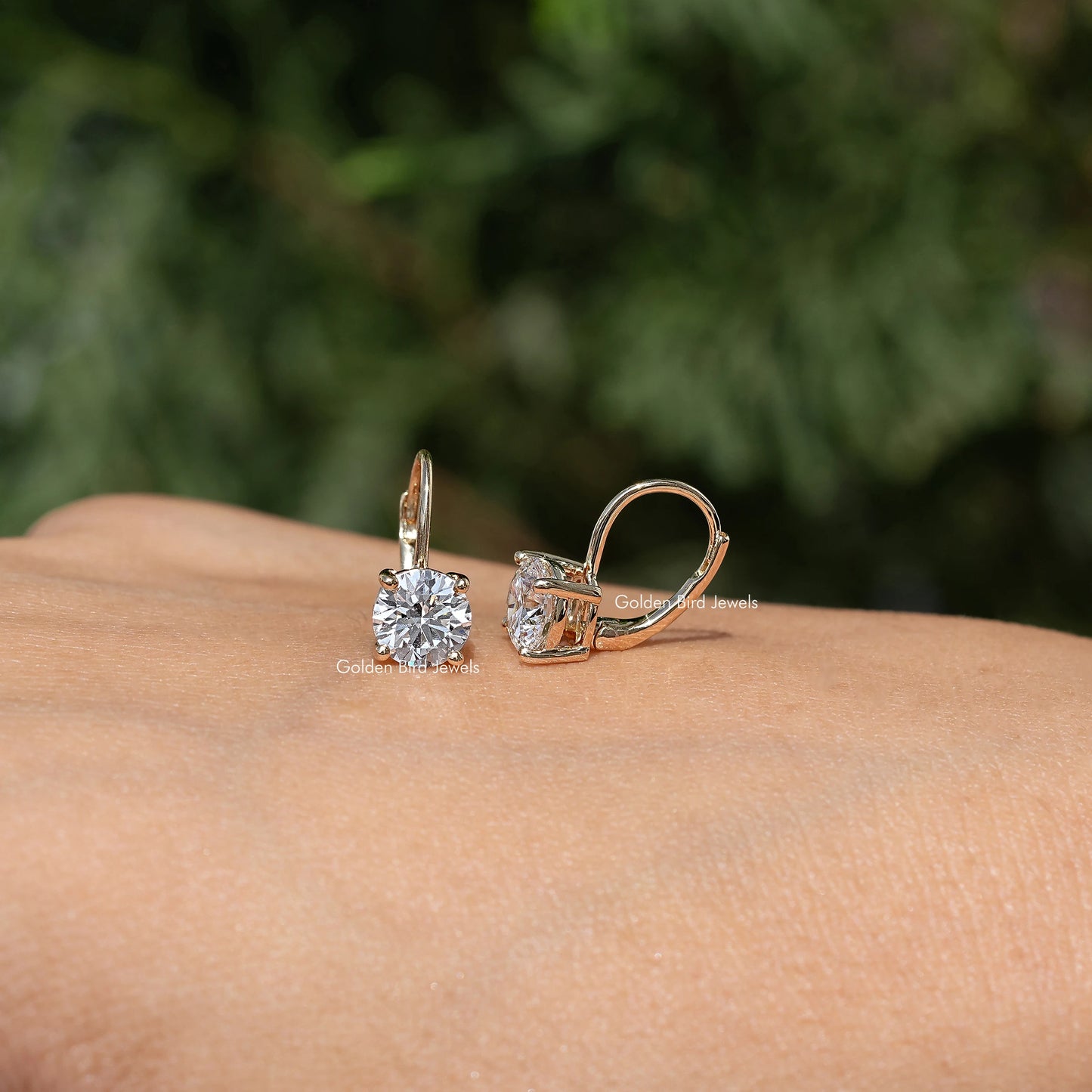 Round Cut Lab Grown Diamond Dangle Drop Earrings