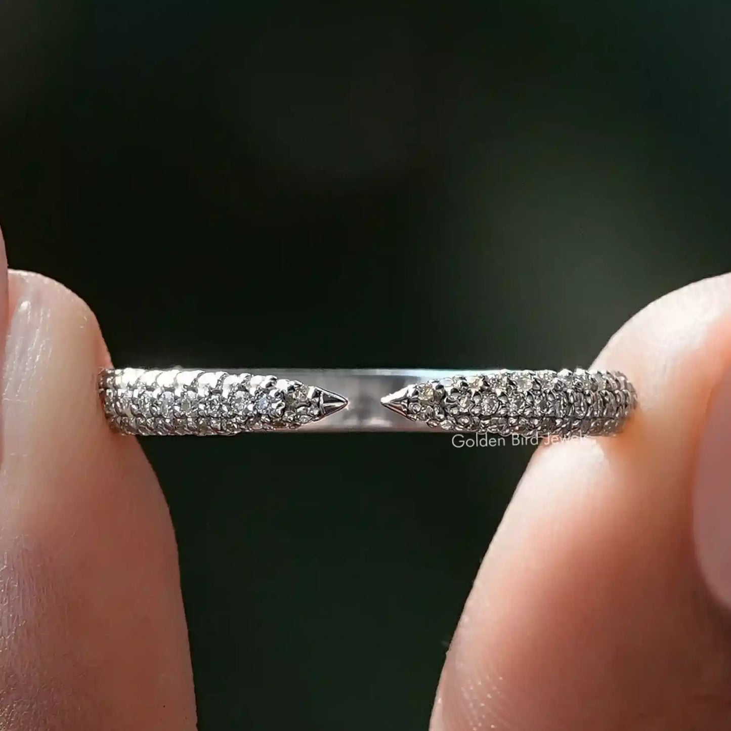 Round Moissanite Open Cuff Eternity Pave Band