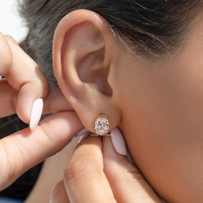 Old Mine Cushion Lab Diamond Milgrain Bezel Studs